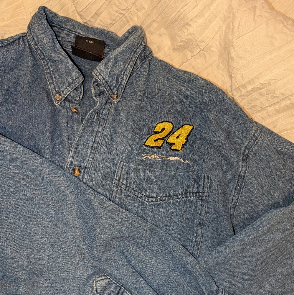 Vintage NASCAR Long Sleeve Denim Button Up